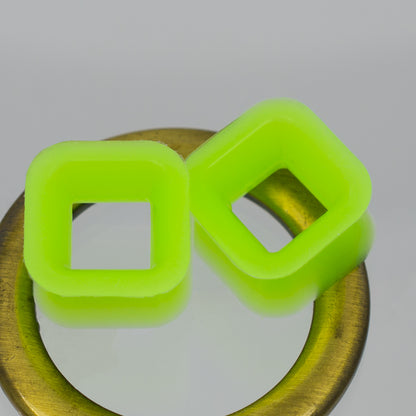 Green Silicone Square Ear Tunnels 7/16 Inch 11mm - Pair