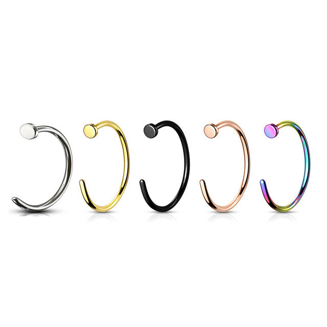 Titanium 20 Gauge PVD C-Shape Nose Hoop with Flat Ends - Kruelty