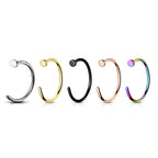 Titanium 20 Gauge PVD C-Shape Nose Hoop with Flat Ends - Kruelty
