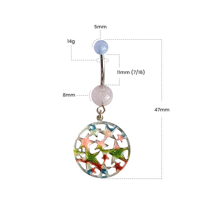 Surgical Steel or Titanium Belly Ring 14G 11mm with UV Star Charm - photo 4