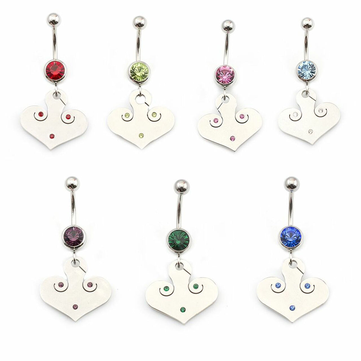 Surgical Steel 14 Gauge Belly Ring with Tribal Etched CZ Dangle