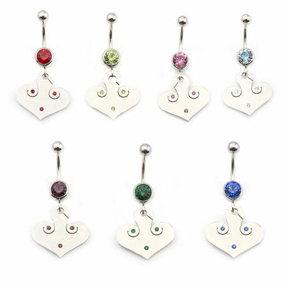 Surgical Steel 14 Gauge Belly Ring with Tribal Etched CZ Dangle