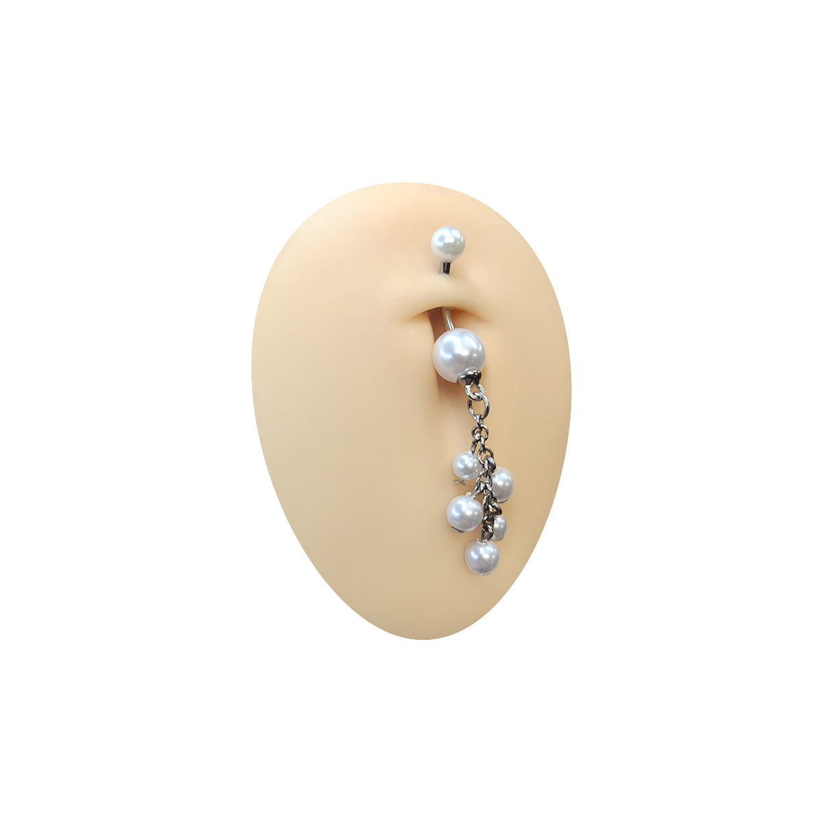 Surgical Steel 14 Gauge Belly Ring with Dangling Pearls - photo 5