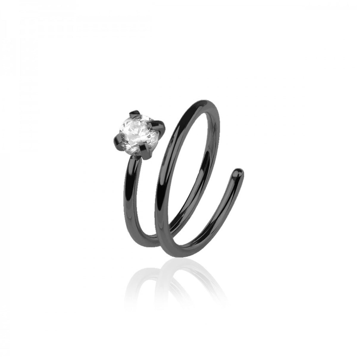 Surgical Steel Nose Ring 20 Gauge Double Hoop & CZ for Single - Kruelty - Photo 3