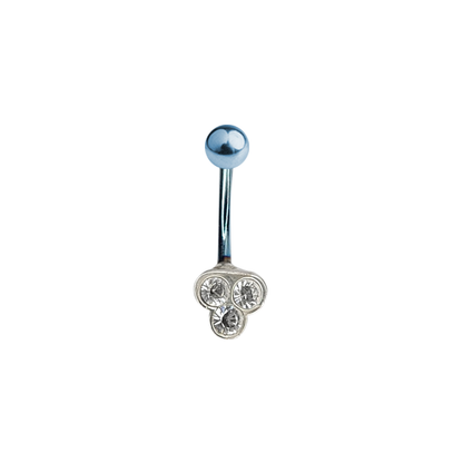Titanium 14 Gauge Belly Ring with Triple Jewel Design - photo 2