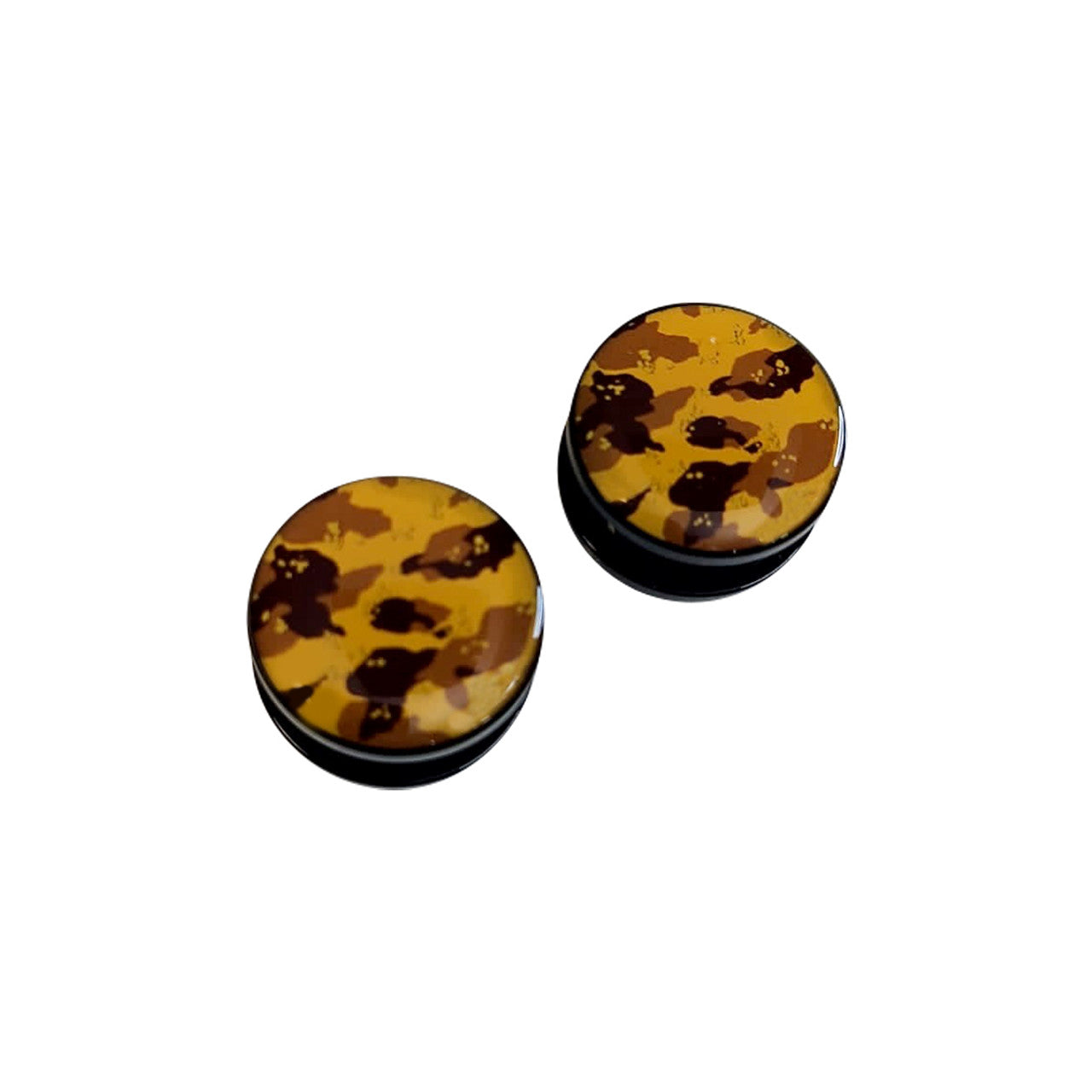 Acrylic Double Flared Plug Ear Screw Fit 8 - 1" Gauge Brown Camouflage