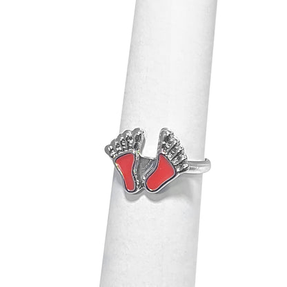 Surgical Steel Adjustable Toe Ring with Silver Two-Feet Design - photo 3