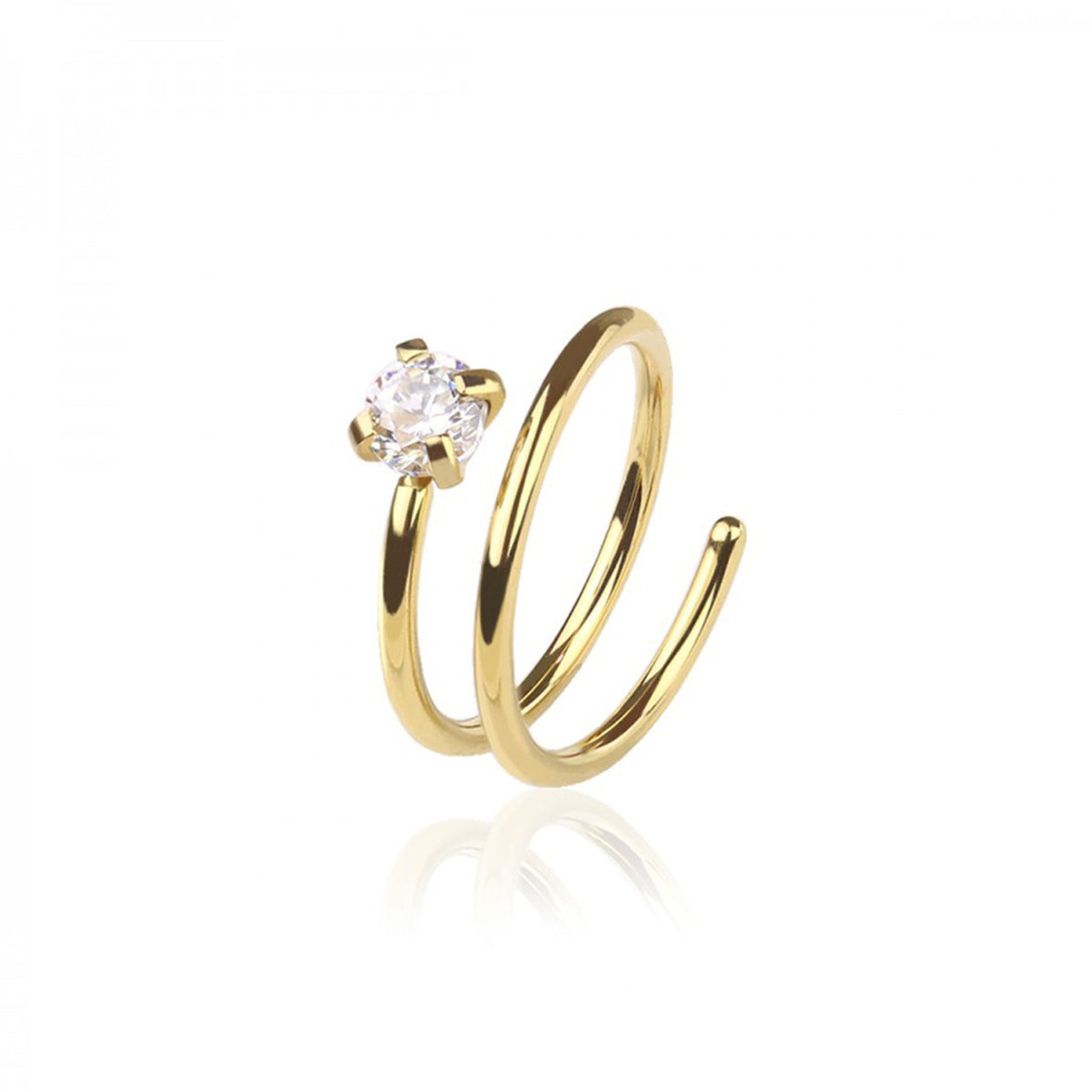 Surgical Steel Nose Ring 20 Gauge Double Hoop & CZ for Single - Kruelty - Photo 4