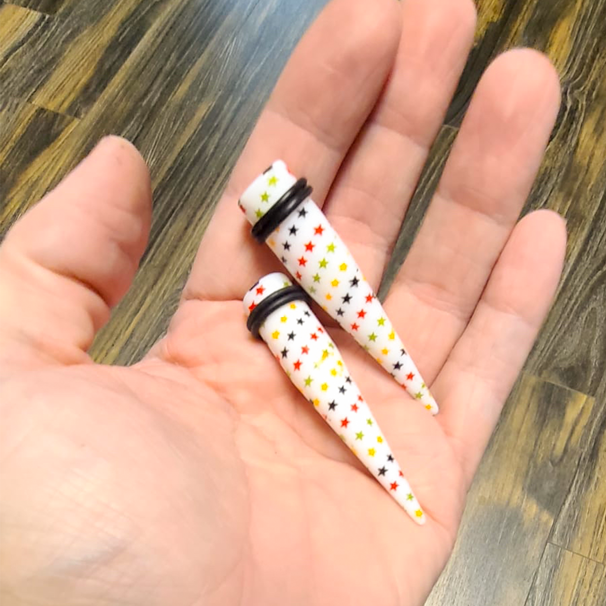 Acrylic Rasta Color Stars Ear Tapers