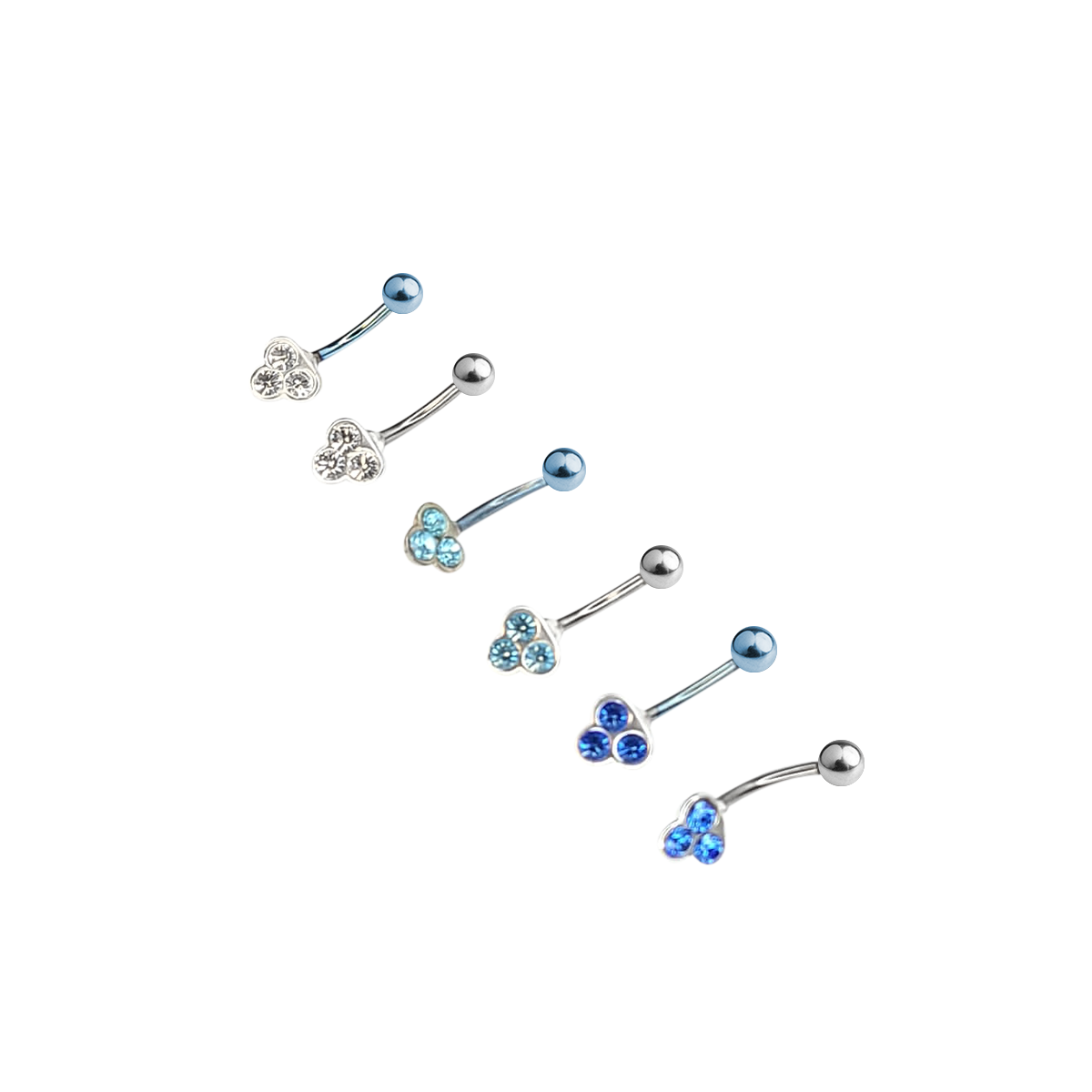 Titanium 14 Gauge Belly Ring with Triple Jewel Design - photo 6