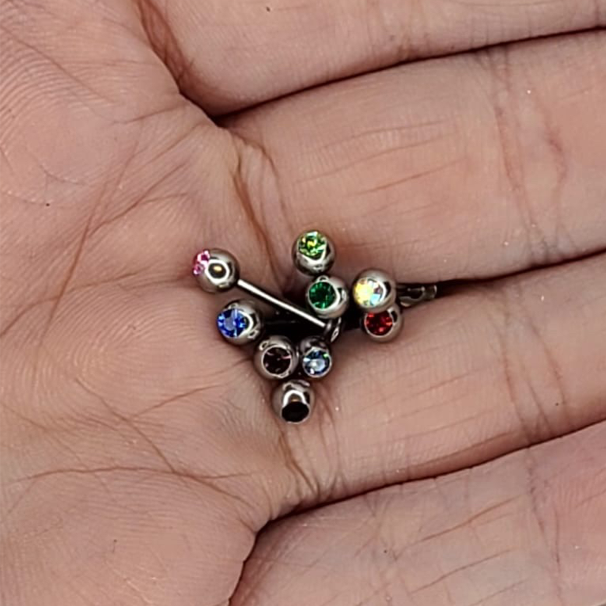 Surgical Steel Flat Back Labret Studs 16G 8mm with CZ Tops - 9 Pack - photo 3