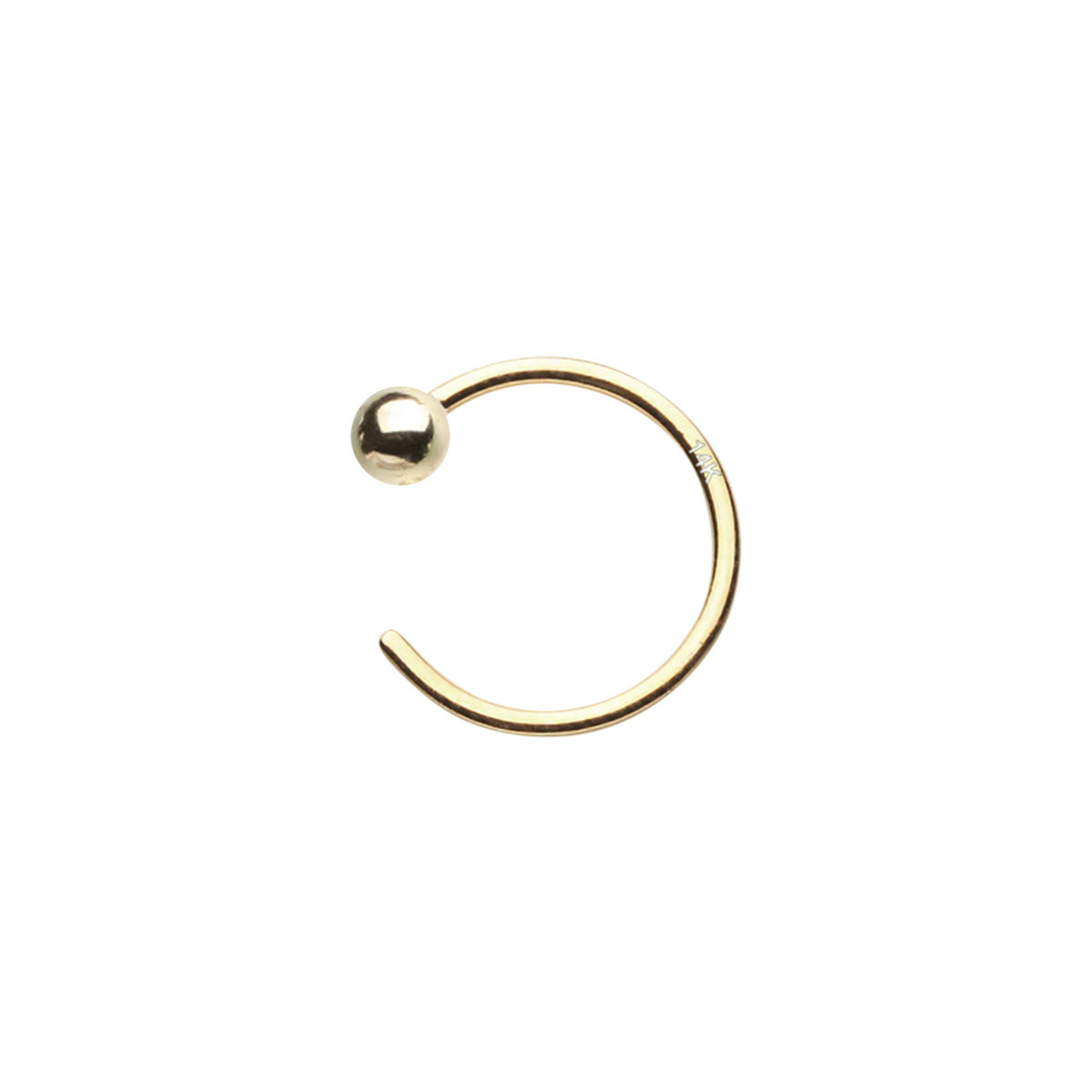 14 Karat Solid Gold Nose Ring Hoop 20 Gauge 8 mm Round End - Kruelty - Photo 3