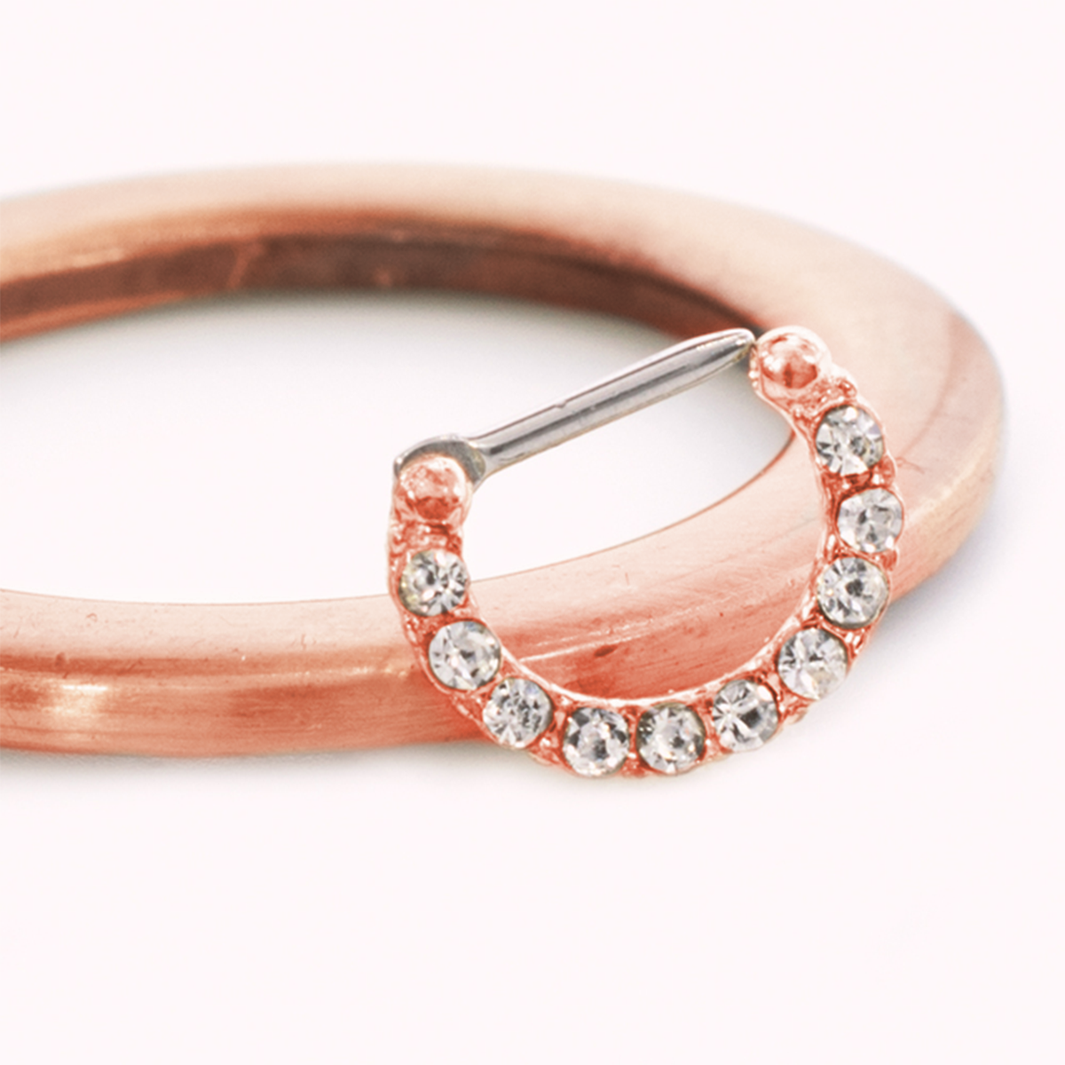 Surgical Steel 16 Gauge Septum Clicker with Multiple Clear CZ Gems - photo 8