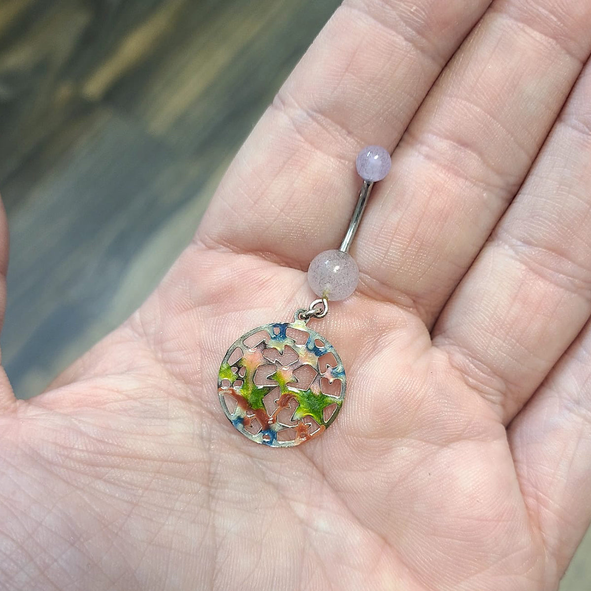 Surgical Steel or Titanium Belly Ring 14G 11mm with UV Star Charm - photo 6