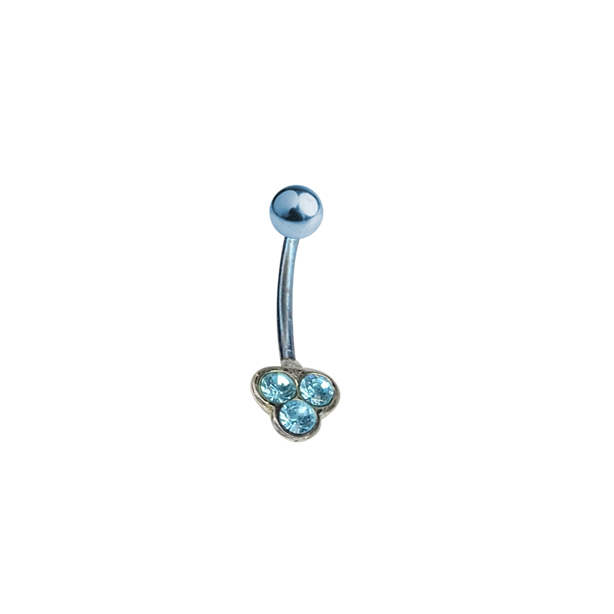 Titanium 14 Gauge Belly Ring with Triple Jewel Design - photo 3