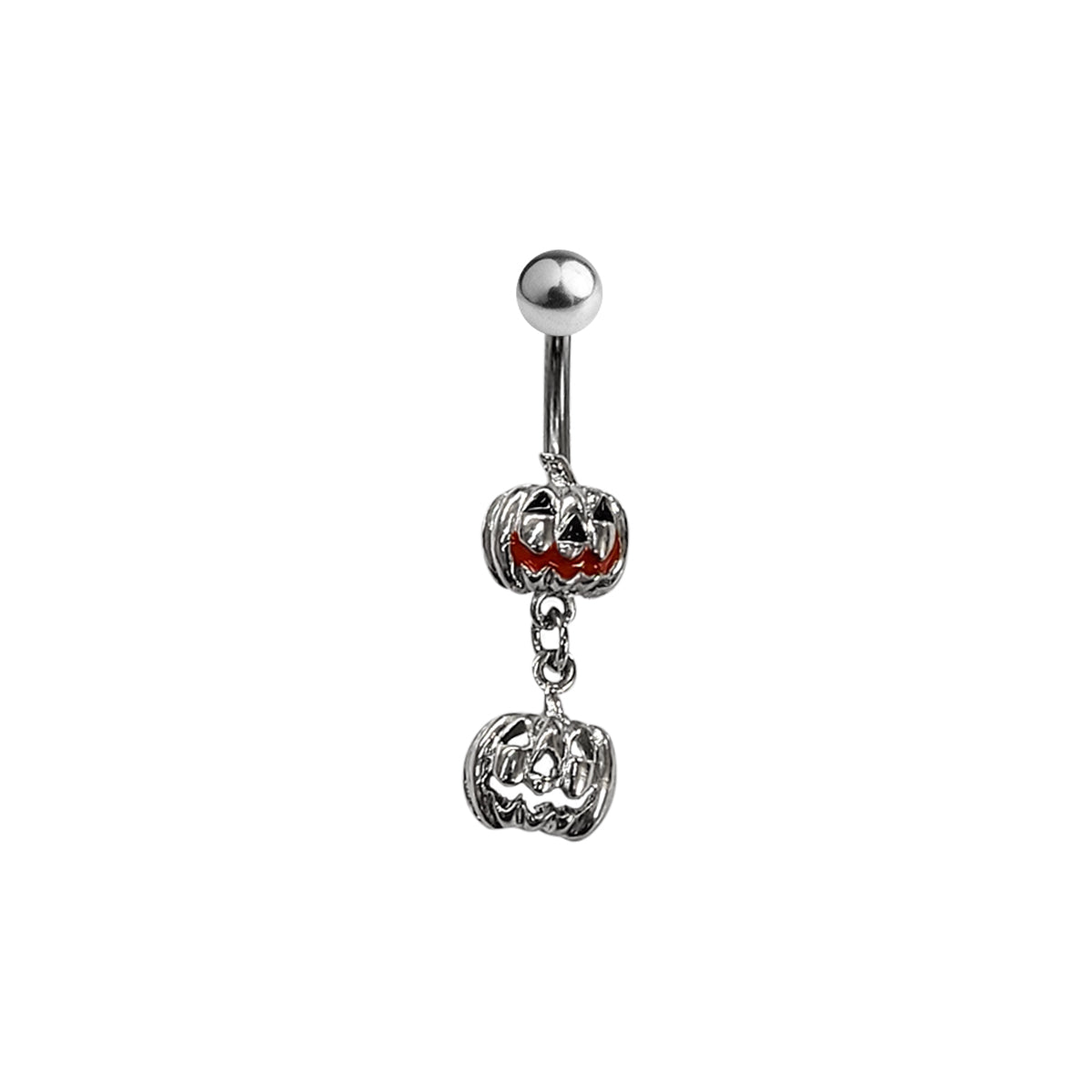 Surgical Steel Halloween Belly Ring 14G 10mm Double Pumpkin Dangle