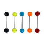 Surgical Steel & Acrylic Tongue Barbells Textured Balls - 5 Pack