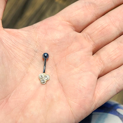 Titanium 14 Gauge Belly Ring with Triple Jewel Design - photo 11