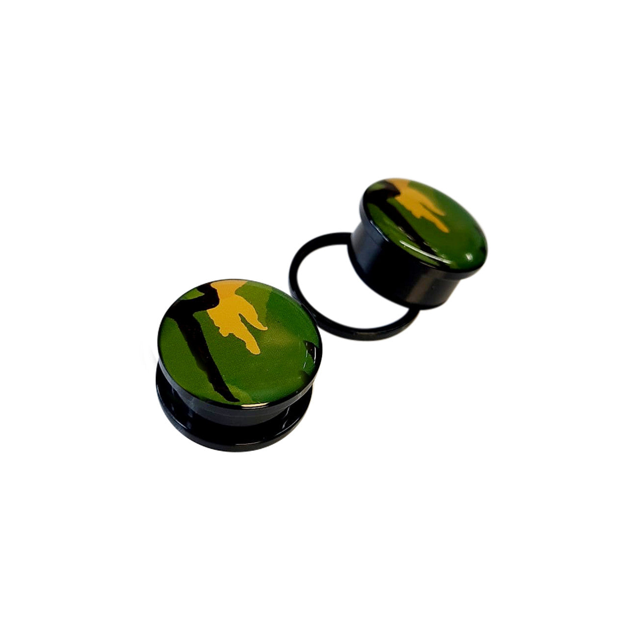 Acrylic Double Flared Plug Ear Screw Fit 6 - 1" Gauge Green Camouflage