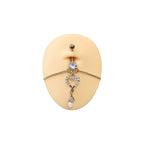 Gold Plated Surgical Steel Belly Chain with Heart CZ Dangle Charm