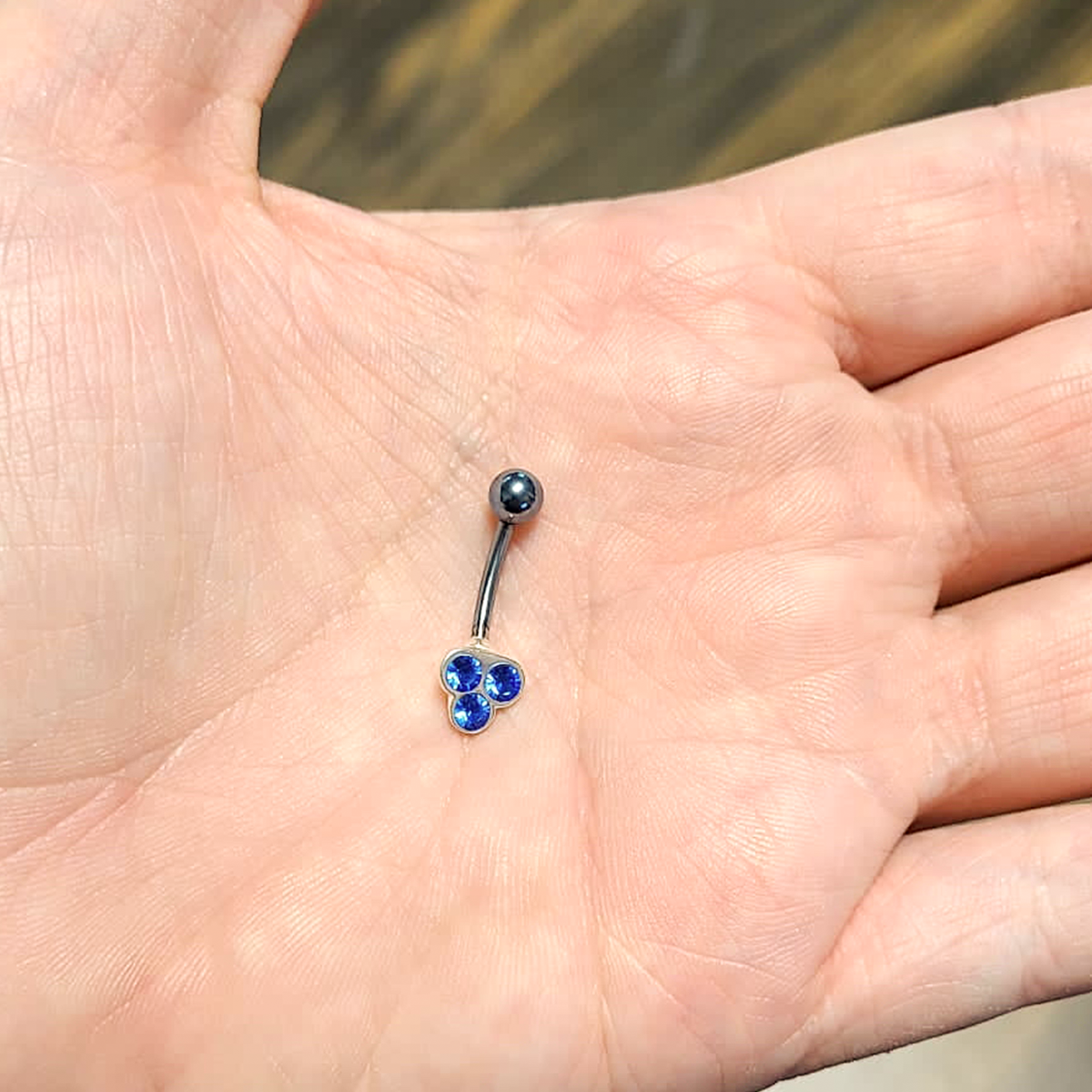 Titanium 14 Gauge Belly Ring with Triple Jewel Design - photo 9