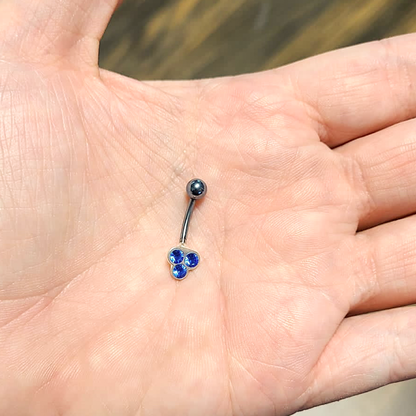Titanium 14 Gauge Belly Ring with Triple Jewel Design - photo 9