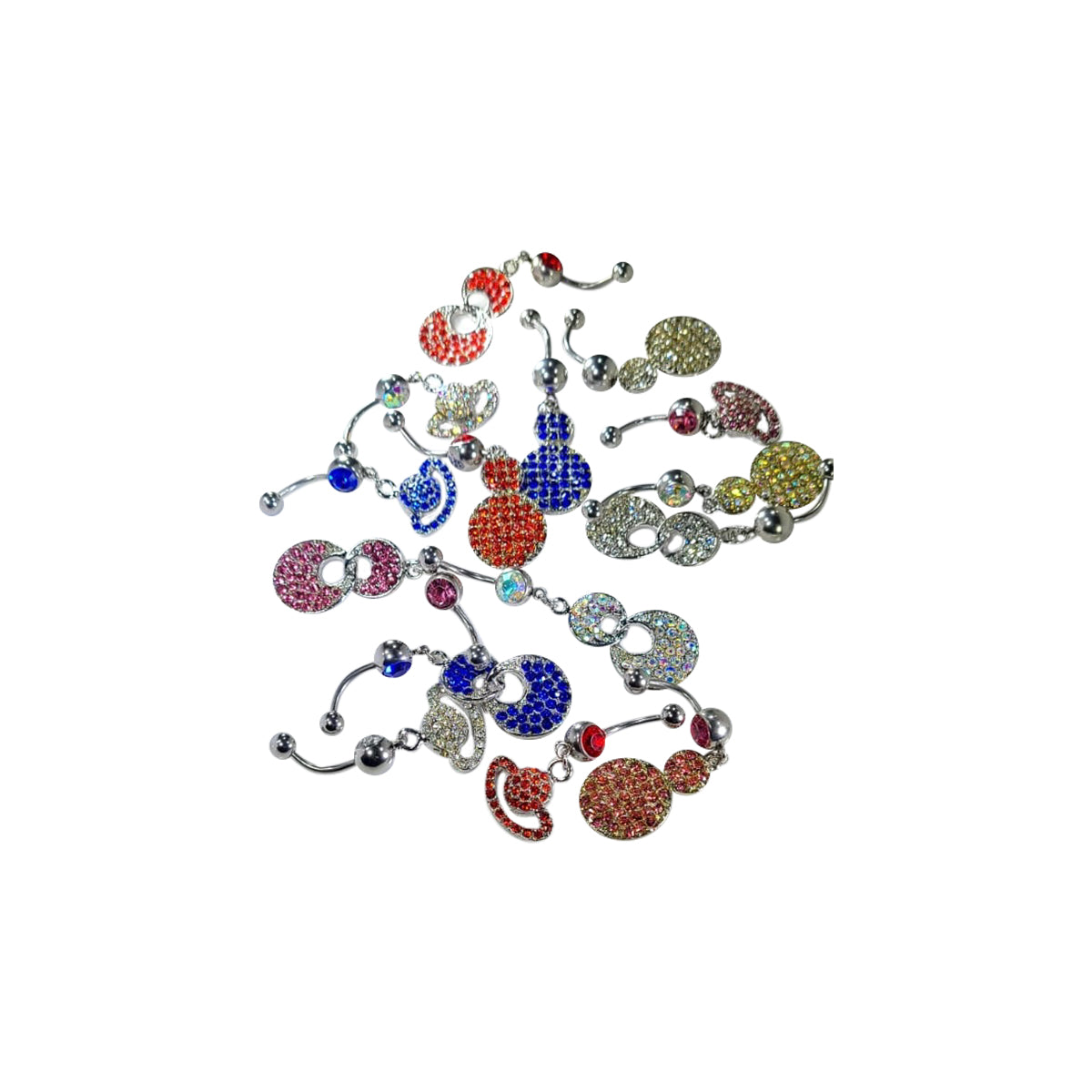 Surgical Steel Geometric CZ Belly Button Rings 14 Gauge 11mm - 5 Pack - photo 2