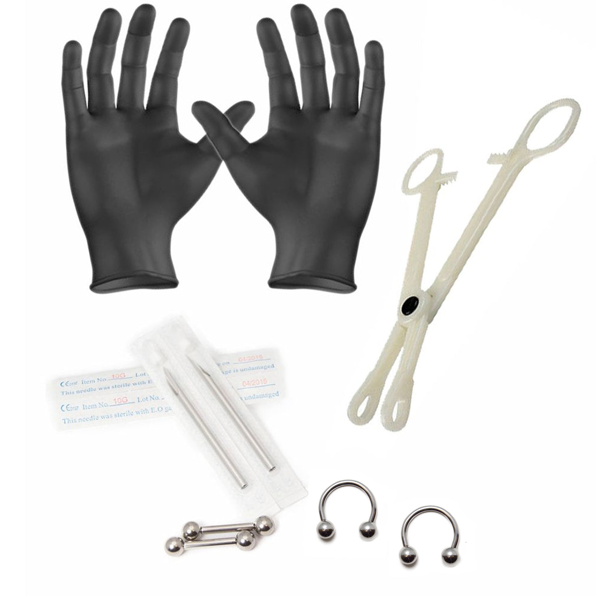 Surgical Steel LionGothic 10 Gauge Piercing Kit - 10 Pack