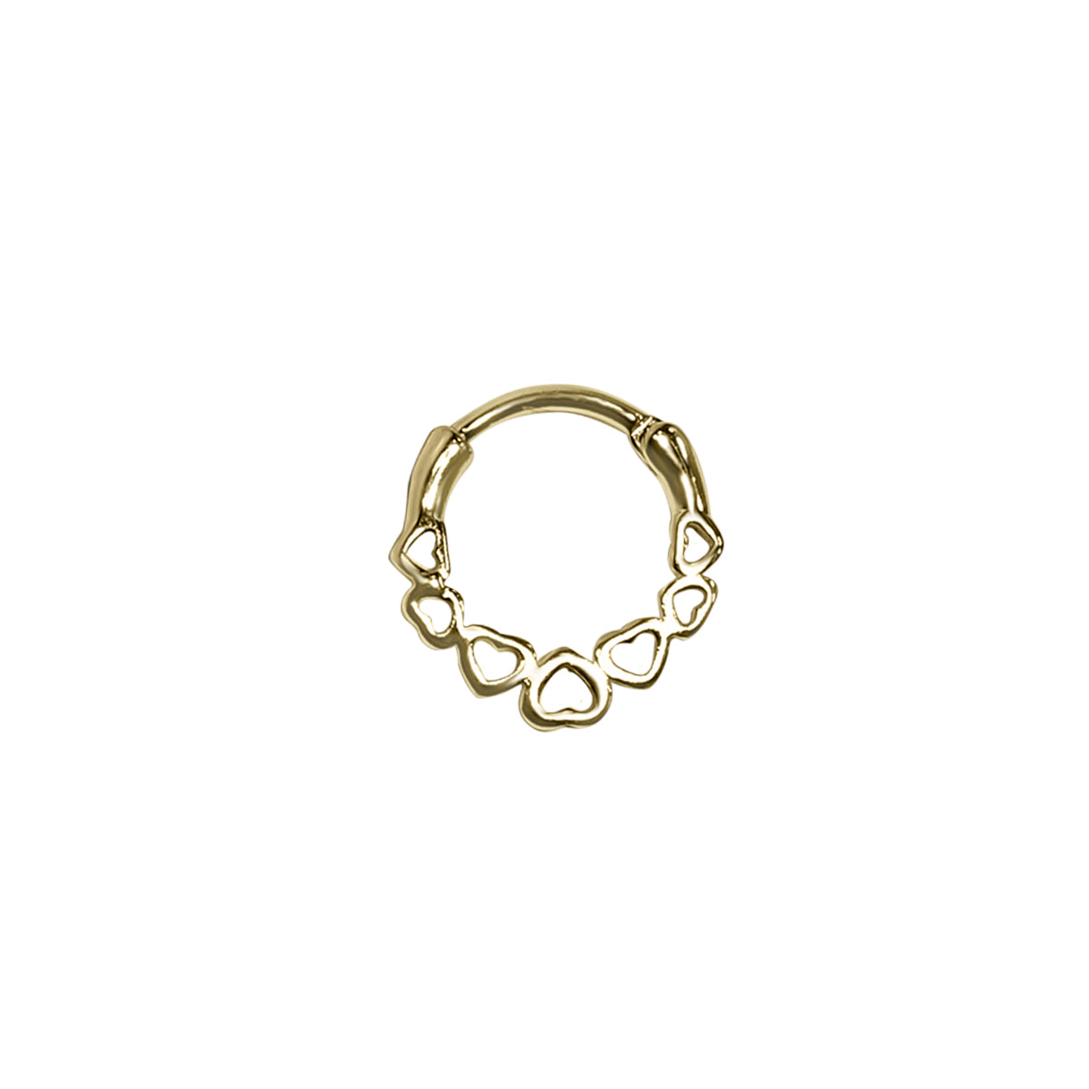 Surgical Steel 16 Gauge Hinged Septum Clicker Ring with Gold Heart