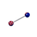Surgical Steel Tongue Straight Barbell 14 Gauge Acrylic American Flag - Kruelty