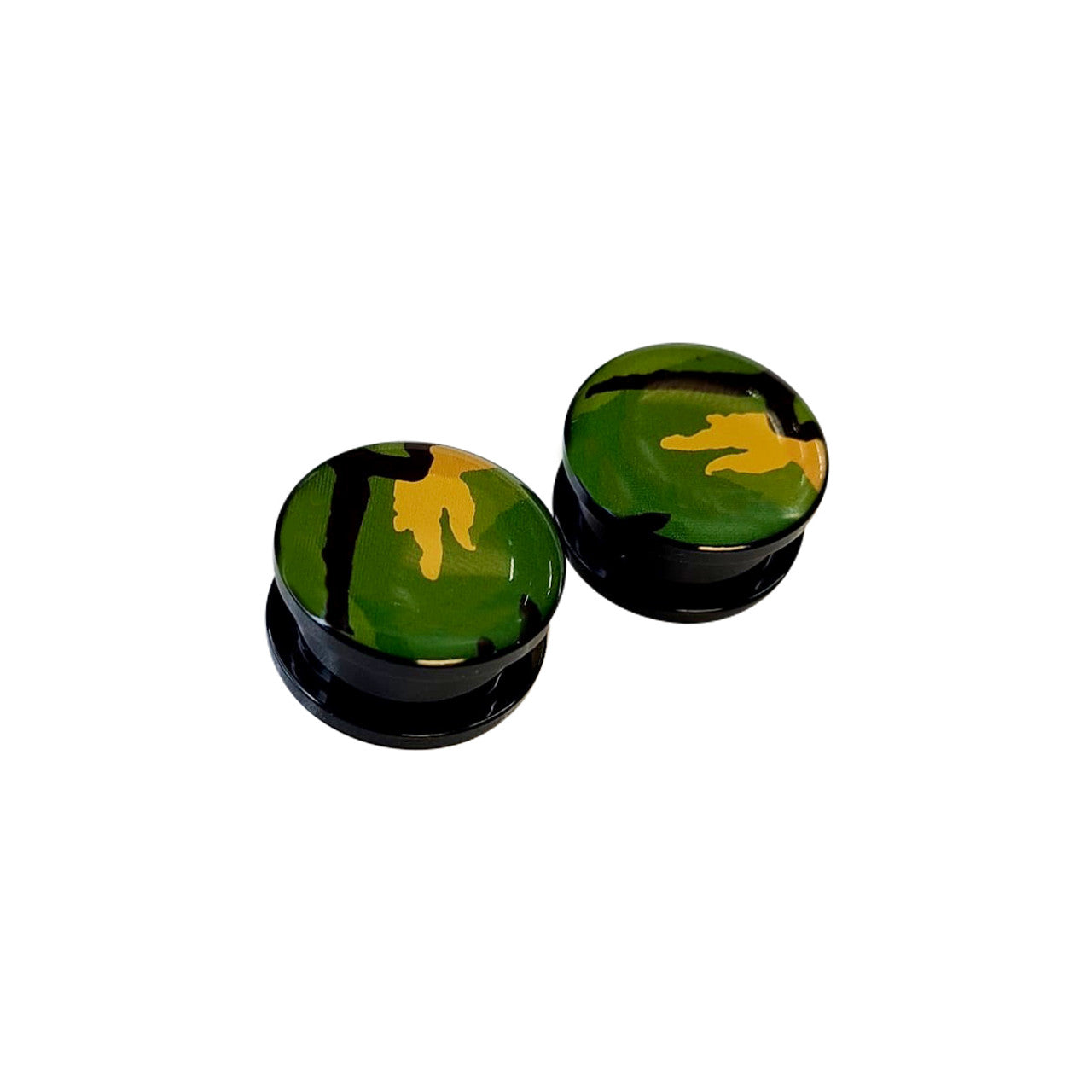 Acrylic Double Flared Plug Ear Screw Fit 6 - 1" Gauge Green Camouflage