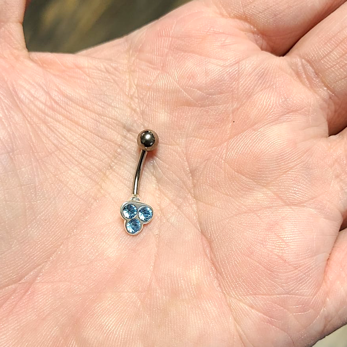 Titanium 14 Gauge Belly Ring with Triple Jewel Design - photo 12