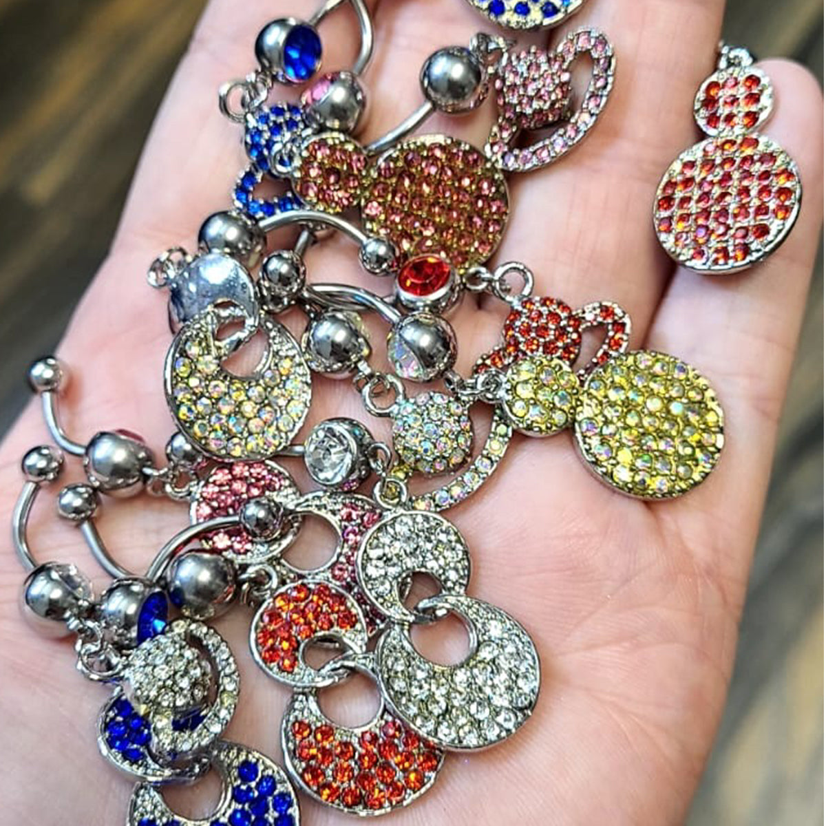 Surgical Steel Geometric CZ Belly Button Rings 14 Gauge 11mm - 5 Pack - photo 4