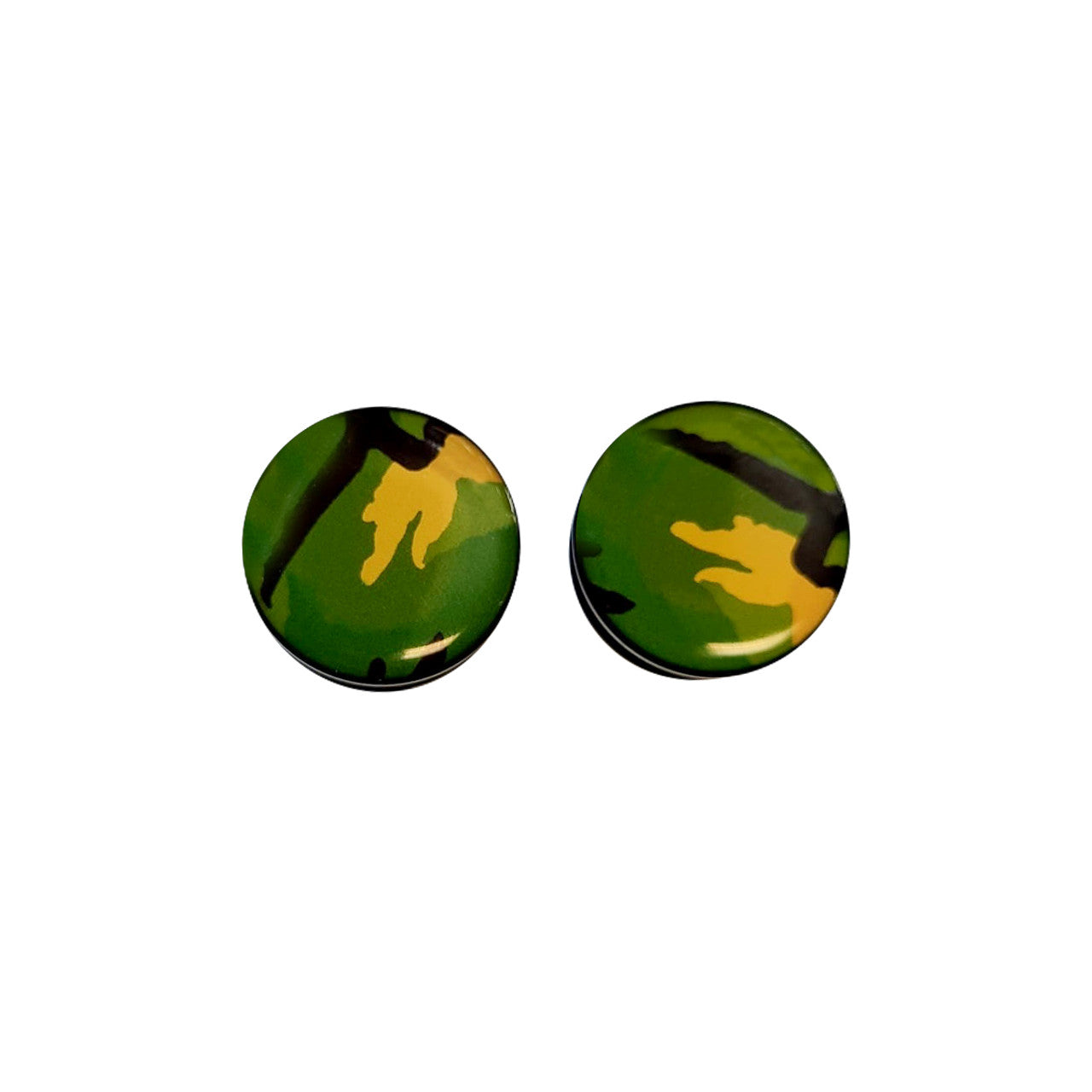 Acrylic Double Flared Plug Ear Screw Fit 6 - 1" Gauge Green Camouflage