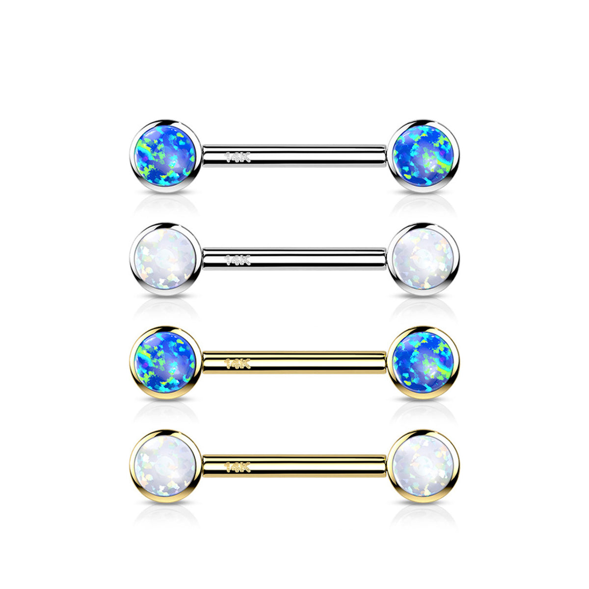 14 Karat Solid Gold Nipple Ring Barbell 14 Gauge 14 mm Round - Pair - Kruelty