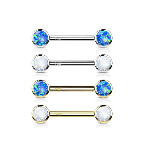 14 Karat Solid Gold Nipple Ring Barbell 14 Gauge 14 mm Round - Pair - Kruelty
