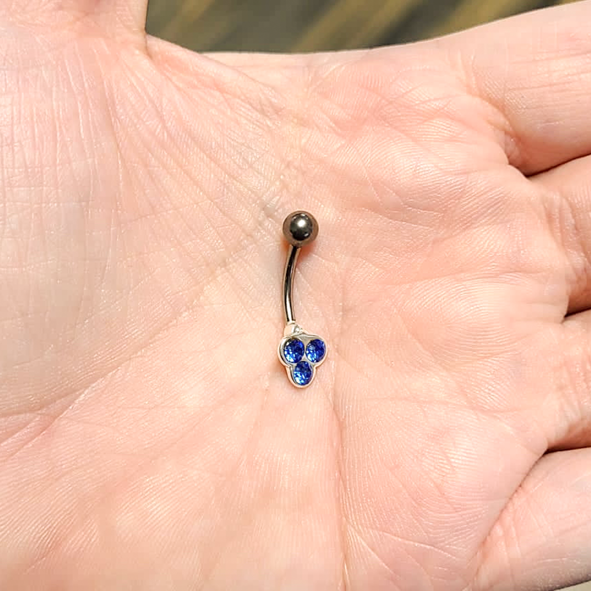 Titanium 14 Gauge Belly Ring with Triple Jewel Design - photo 10