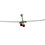 Surgical Steel Red CZ Belly Chain Belly Button Ring