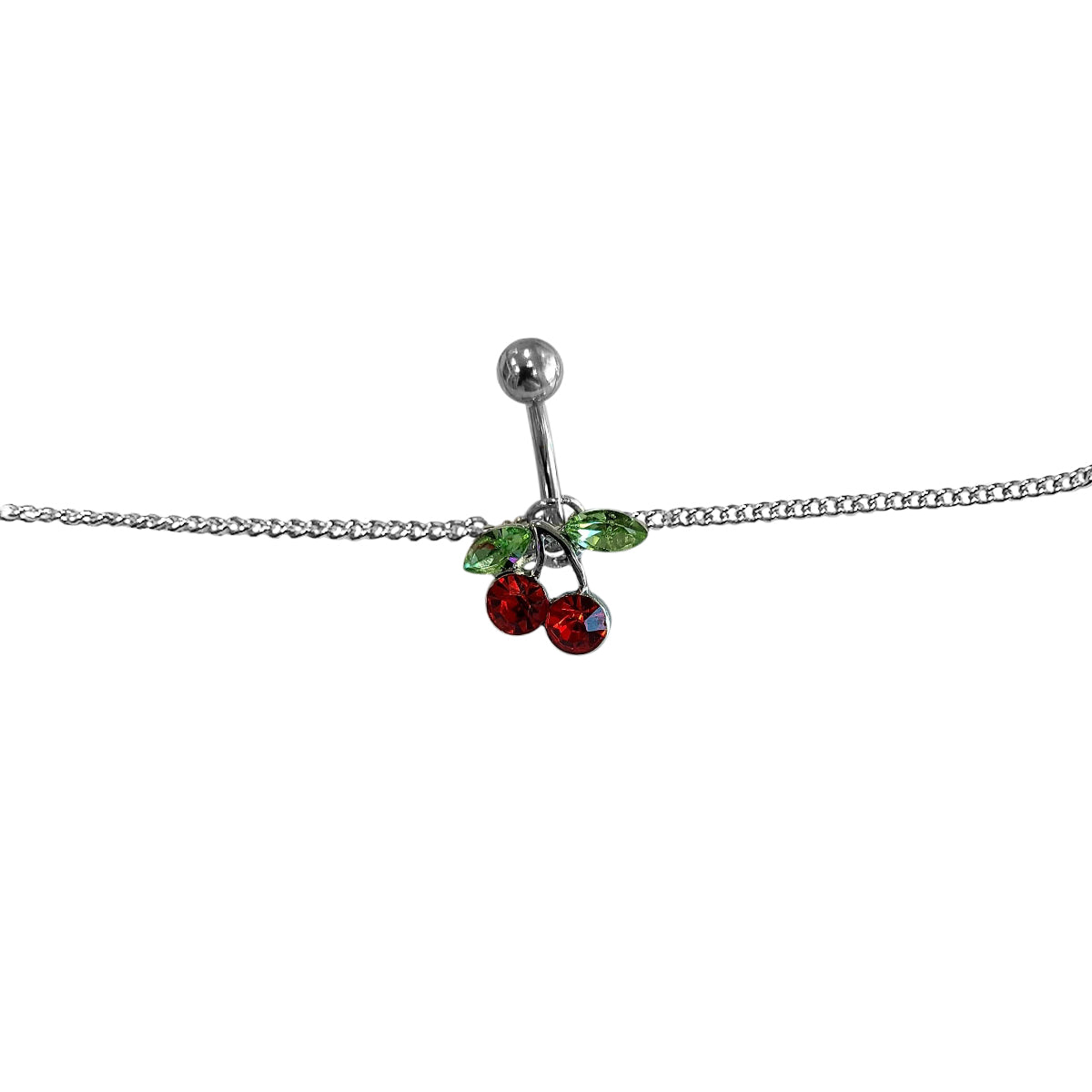 Surgical Steel Red CZ Belly Chain Belly Button Ring