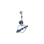 Surgical Steel 14 Gauge Arrow Through Heart CZ Dangle Belly Ring