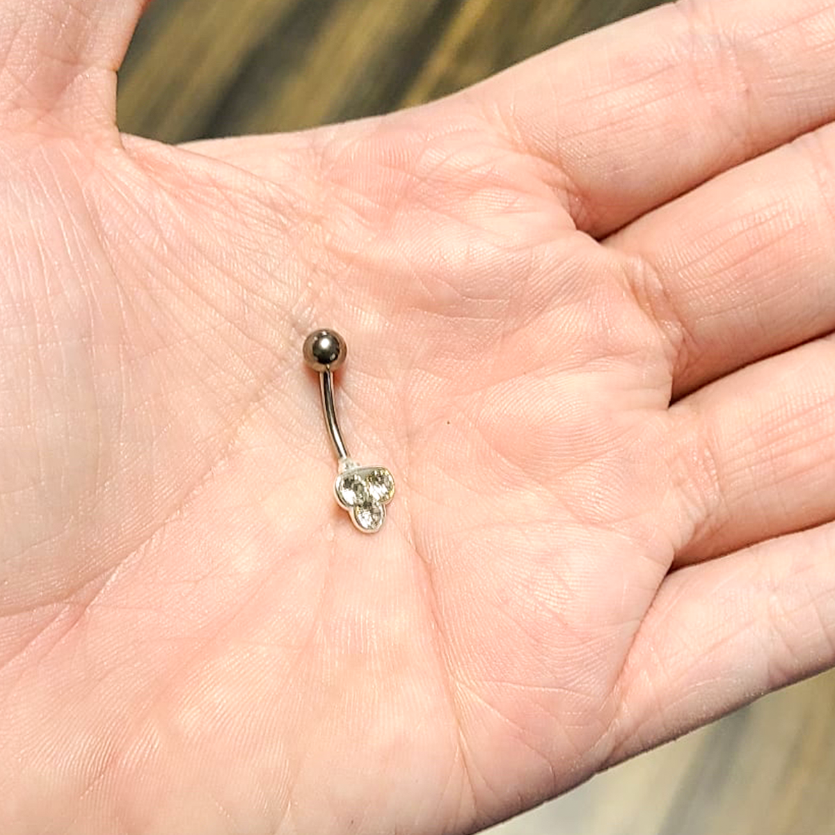 Titanium 14 Gauge Belly Ring with Triple Jewel Design - photo 8