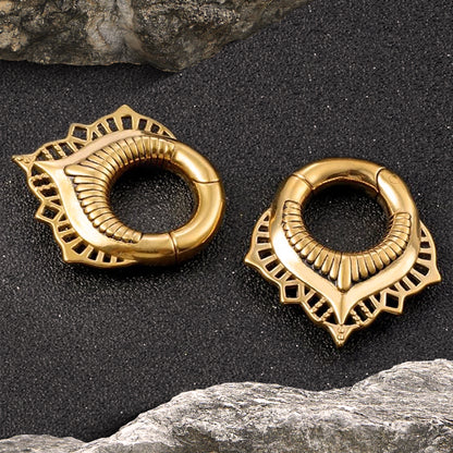 Surgical Steel Ear Weights 2G & 0G Gold Mandala Teardrop - Pair - photo 5