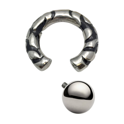 Surgical Steel 0 Gauge Circular Barbell with Black Enamel Design - photo 2