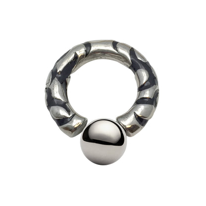 Surgical Steel 0 Gauge Circular Barbell with Black Enamel Design