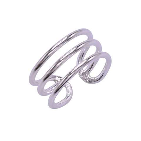 Silver Fake Clip On Non Piercing Triple Helix Ear Cartilage Cuff Ring