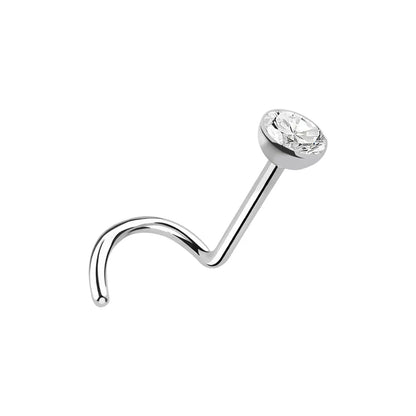 Titanium Corkscrew Nose Ring 18 & 20 Gauge 6mm with CZ - photo 8