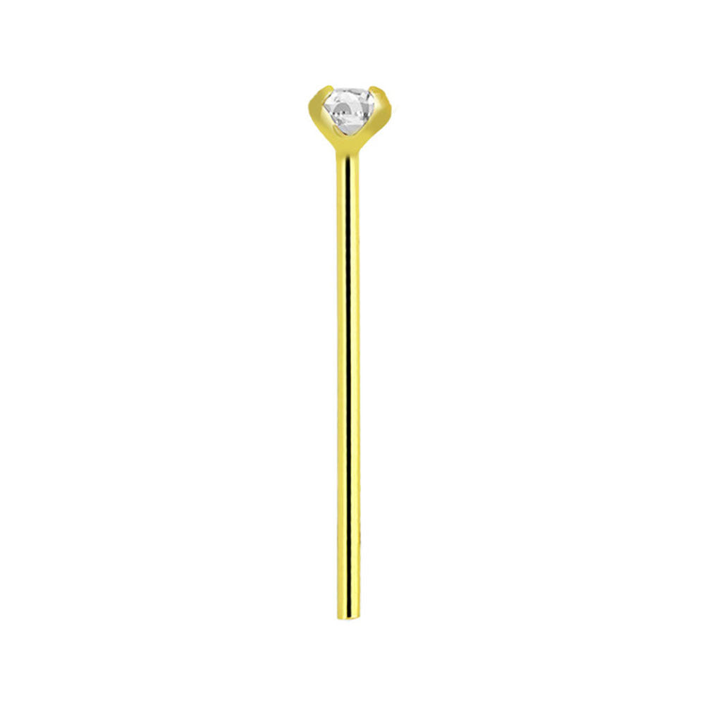 14K Solid Gold Fishtail Nose Studs 22G 11mm with CZ - 12 Pack - photo 9