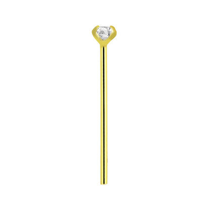 14K Solid Gold Fishtail Nose Studs 22G 11mm with CZ - 12 Pack - photo 9