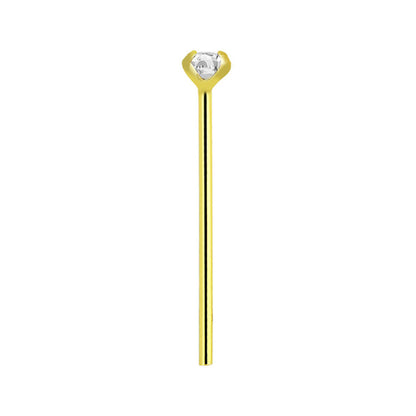 14K Solid Gold Fishtail Nose Stud 22G 11mm with CZ - 3 Colors - photo 7