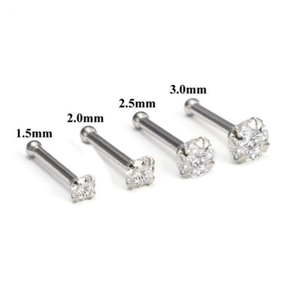 14K White Gold 20 Gauge Nose Bone Stud with 1.5mm SI Diamond - photo 4